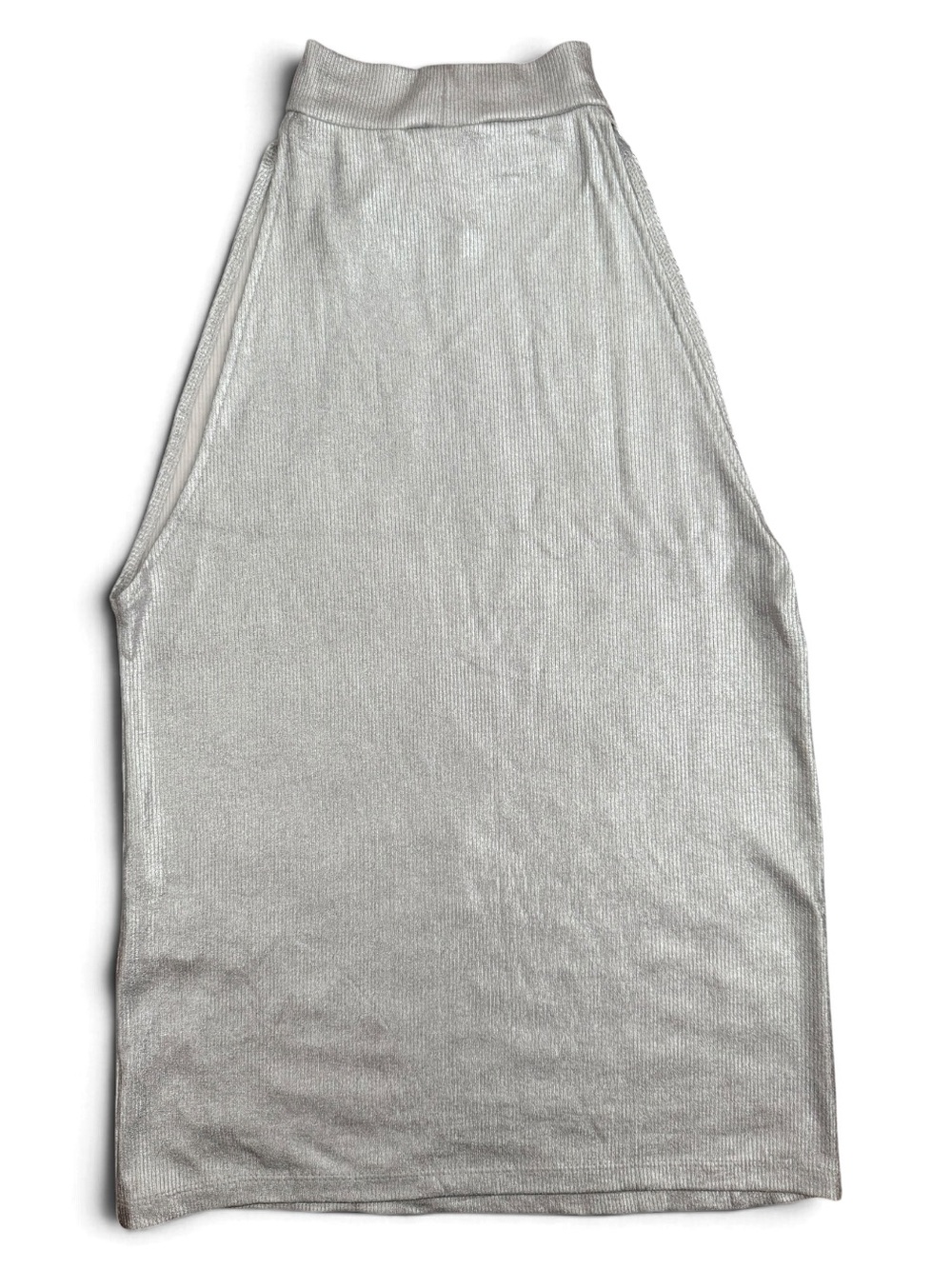 Zara Silver Metallic Foil Ribbed Halter Top Size L NWOT Party Going Out - Picture 5 of 5